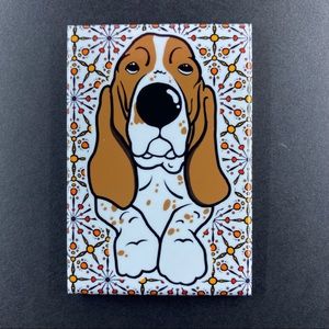 Retro Basset Hound Dog Magnet Psychedelic Pet Portrait Kitchen Decor Gift